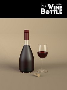 3d bottle 14 wine