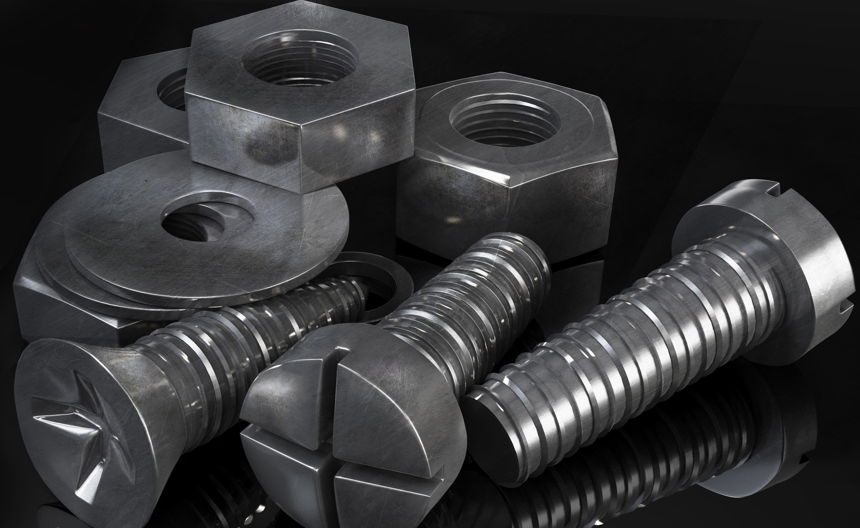 Nuts Bolts 3D Model TurboSquid 1157400