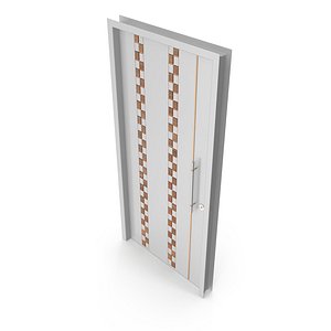 Modern Design White Metal Steel Door with Wooden Details model model