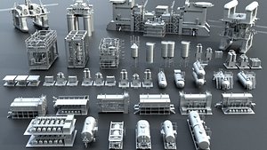 Industrial Oil  Gas Refinery Kitbash Pack 37 Hard Surface