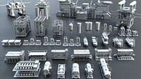 Industrial Oil  Gas Refinery Kitbash Pack 37 Hard Surface