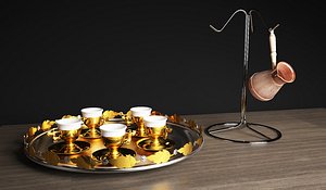 horse handle, gold cup set