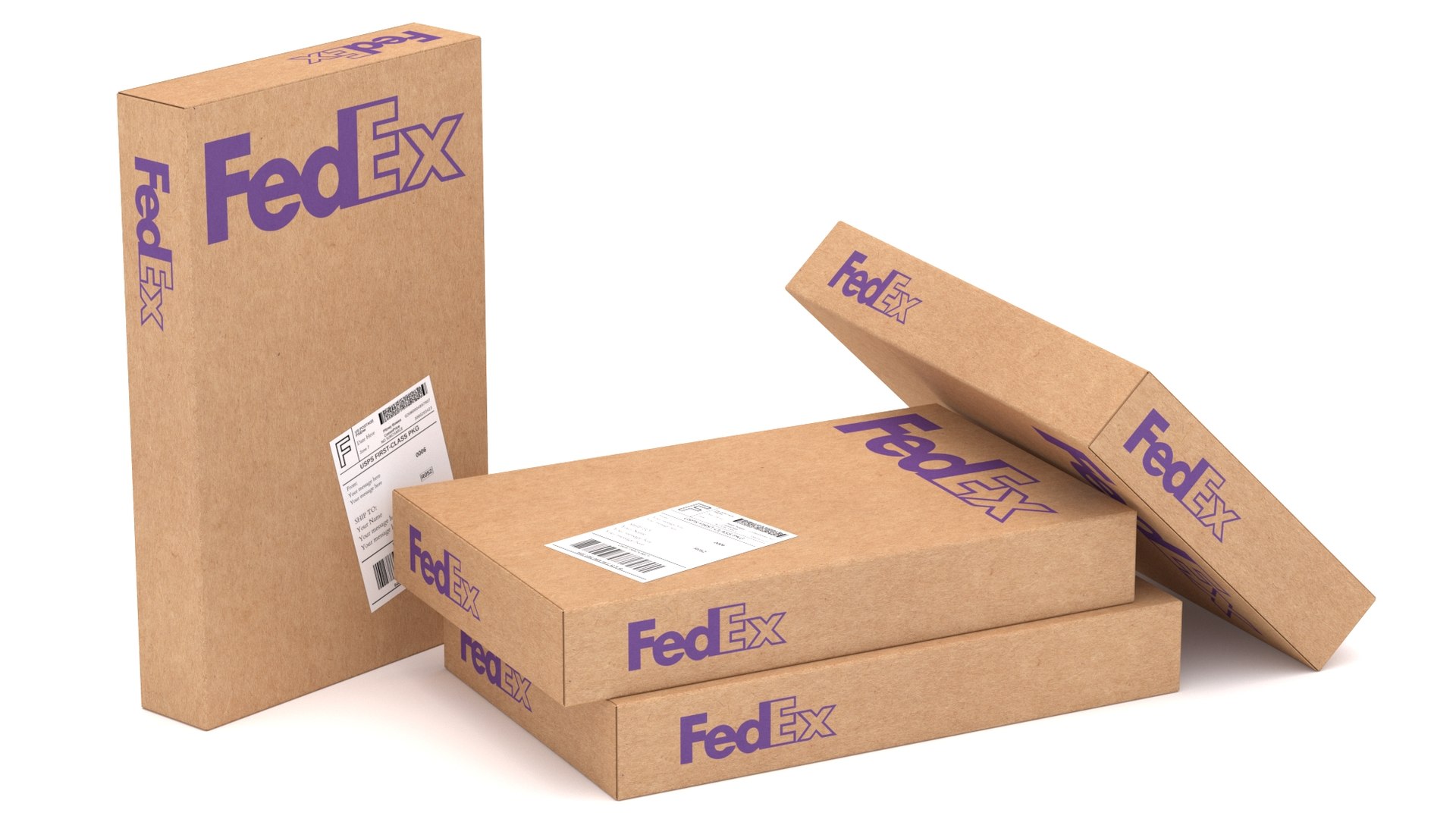 3D Cardboard Packaging Box Fedex Model TurboSquid 1991816