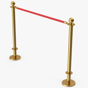 Gold Rope Stanchion 3D