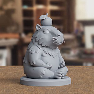 Zen Meditating Capybara Statue 3D Print Model