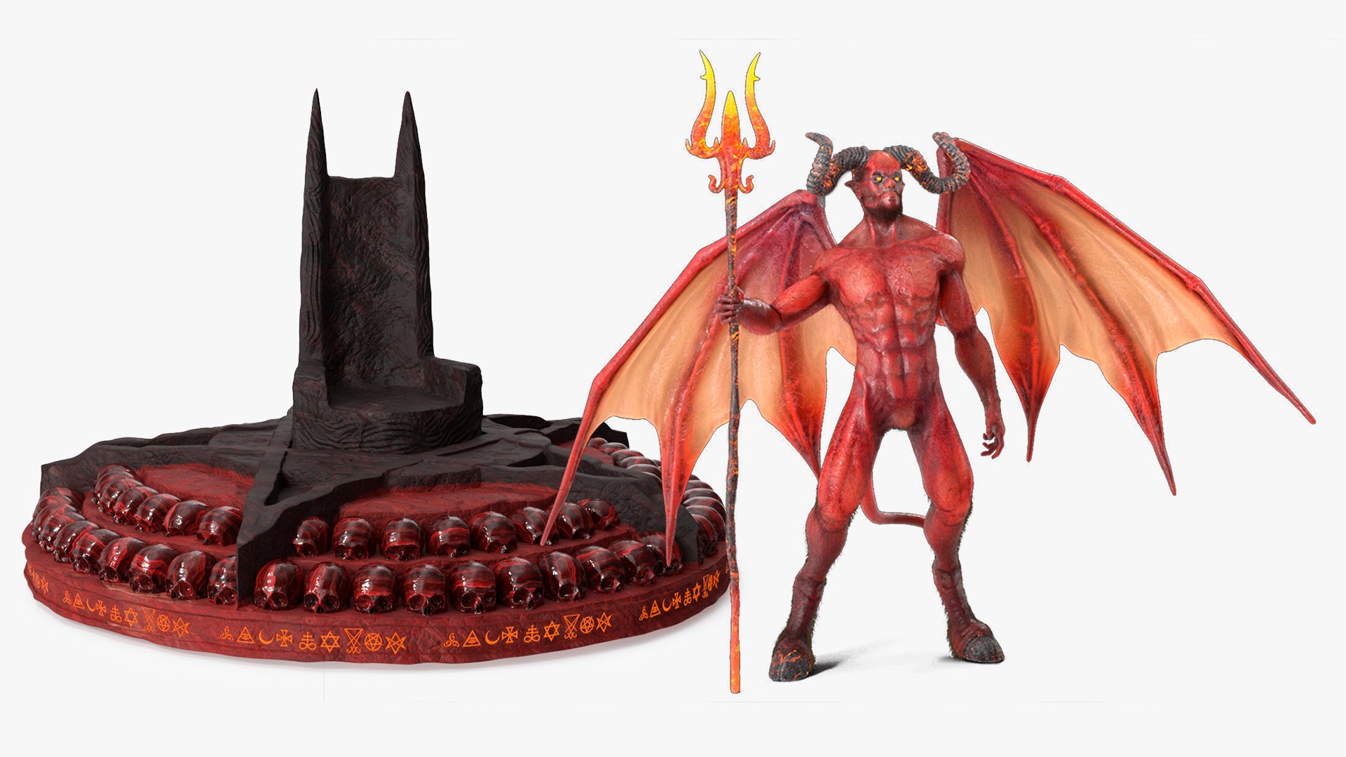 Devil Fur Rigged And His Throne Collection 3D Model - TurboSquid 2446427