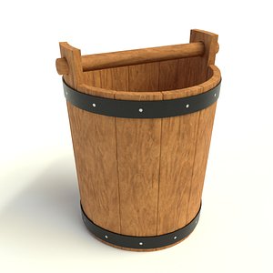 3D Wooden Bucket model