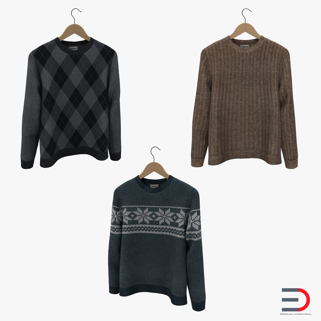 Sweaters on Hanger Collection 3D model preview