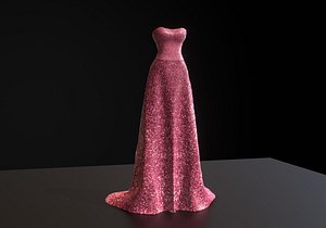 pink long glittery dress