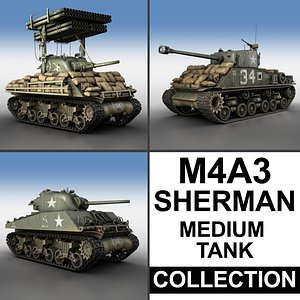 m4a3 sherman - tank 3d c4d