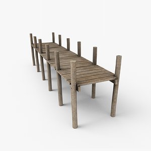 Wooden Pier Low Poly Game Ready 3D model