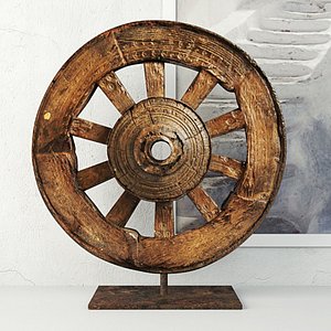 3D ox cart wheel stand model
