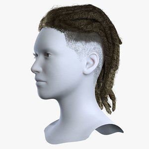 Realistic Unisex Swept Back Locs Asset with Shaved Sides - Real-Time 3D model