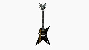 Electric Guitar B10 Black Yellow - Music Instrument Design 3D