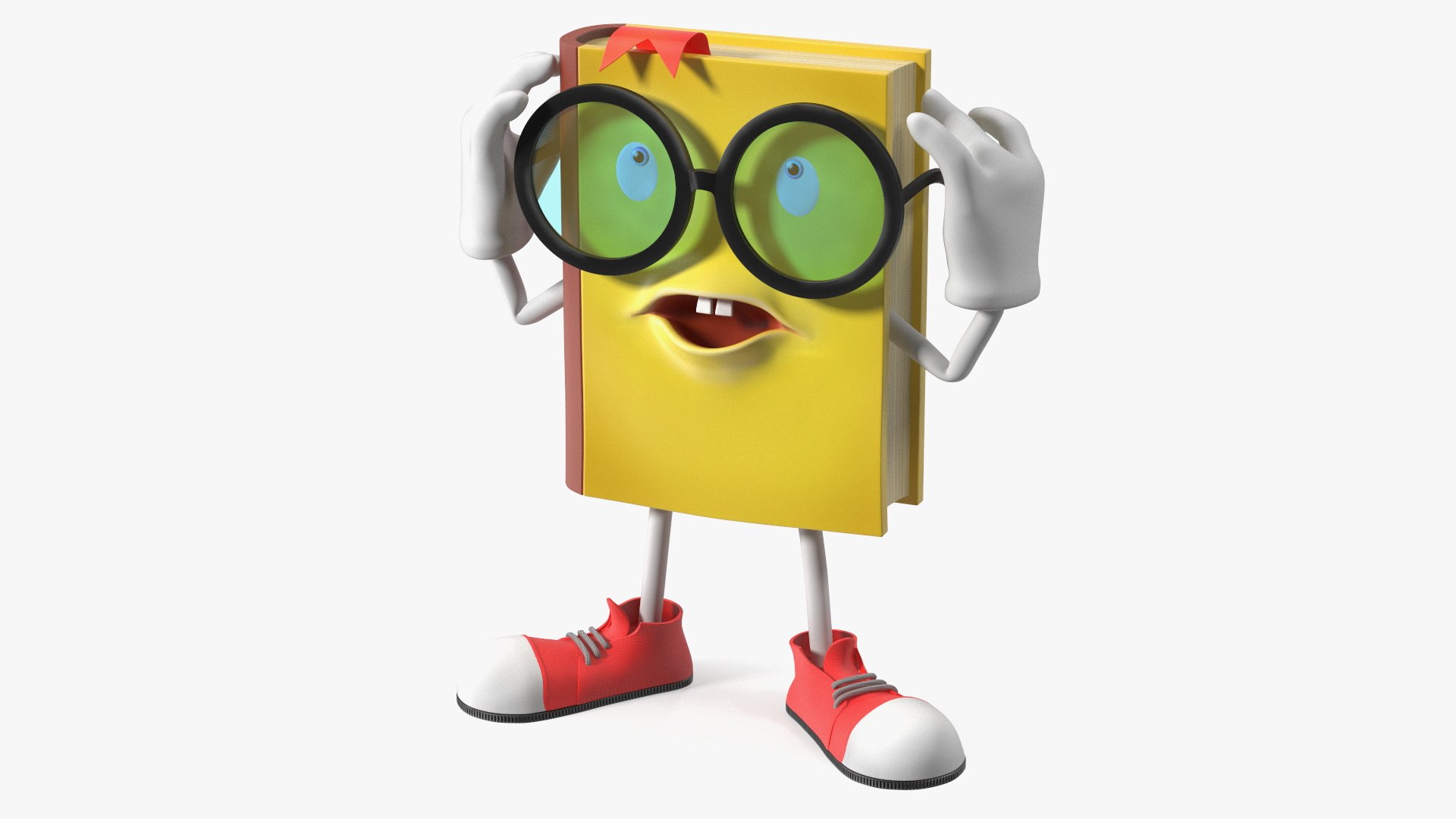 Yellow Book Character Tired Pose 3D model preview