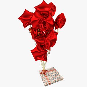 Gift with Balloons Collection V25 3D model