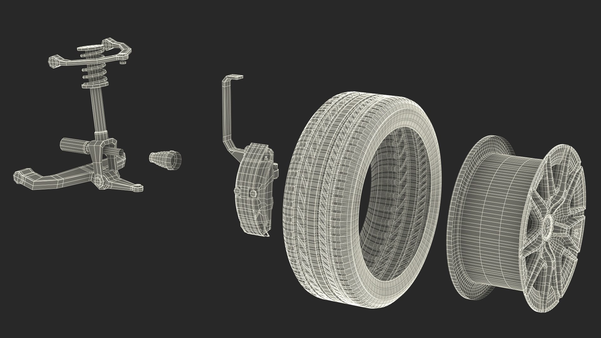 3D Mercedes Car Wheel Rim With Suspension - TurboSquid 2395877