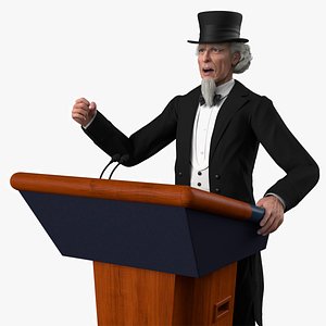 Vintage Politician at Conference Lectern 3D model
