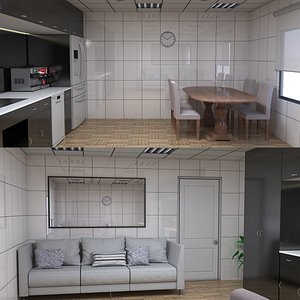 Office Break Room Interior 3D model