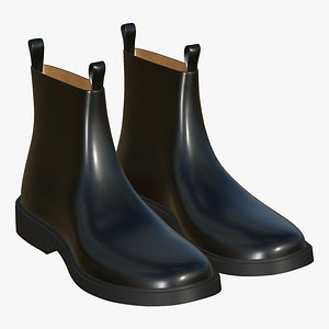 3D Leather Boots Black Realistic model