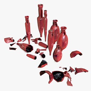 3D model amphoras oil terracotta red