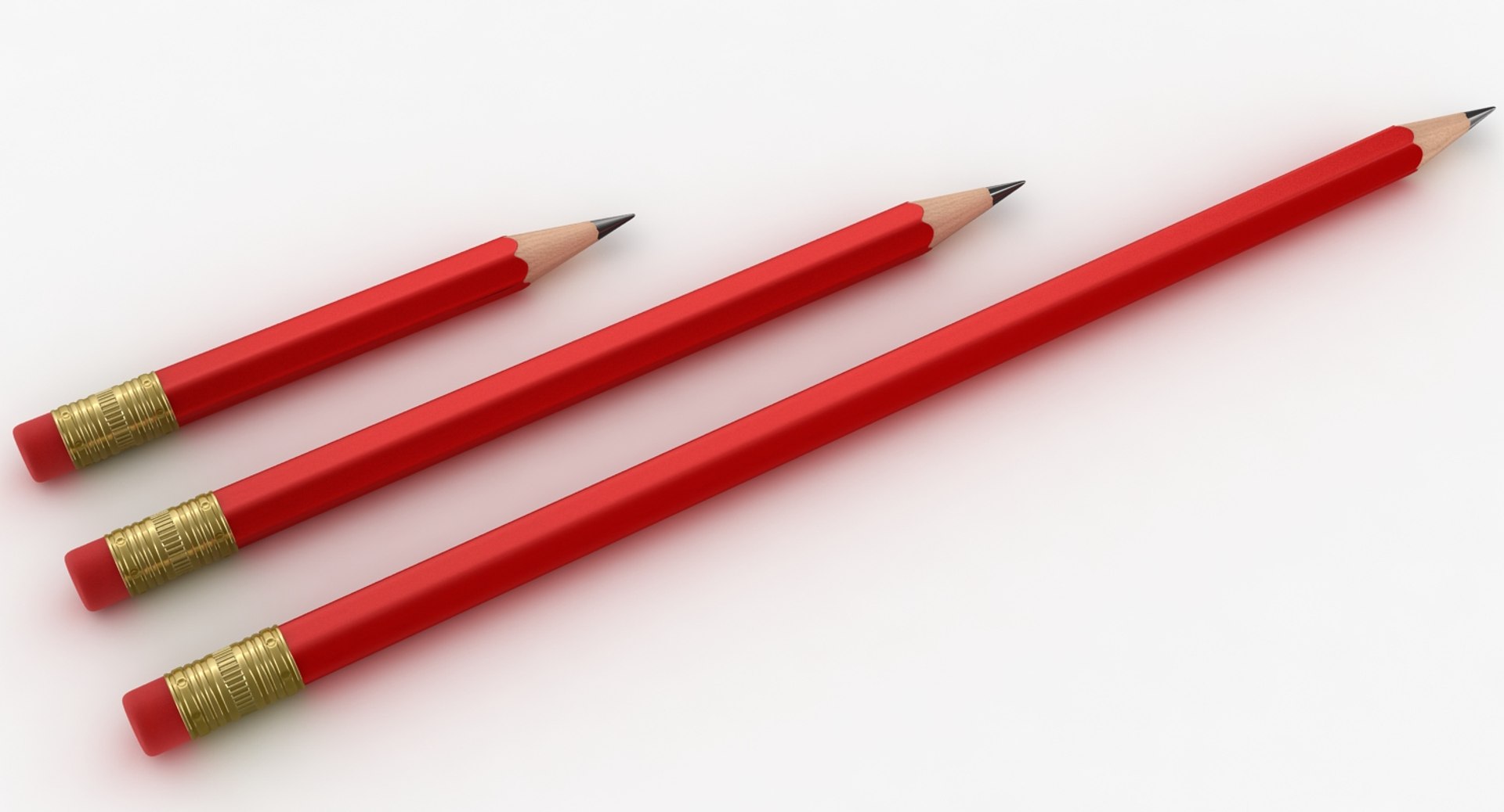 Realistic Red Pencil Set Model - TurboSquid 1167788