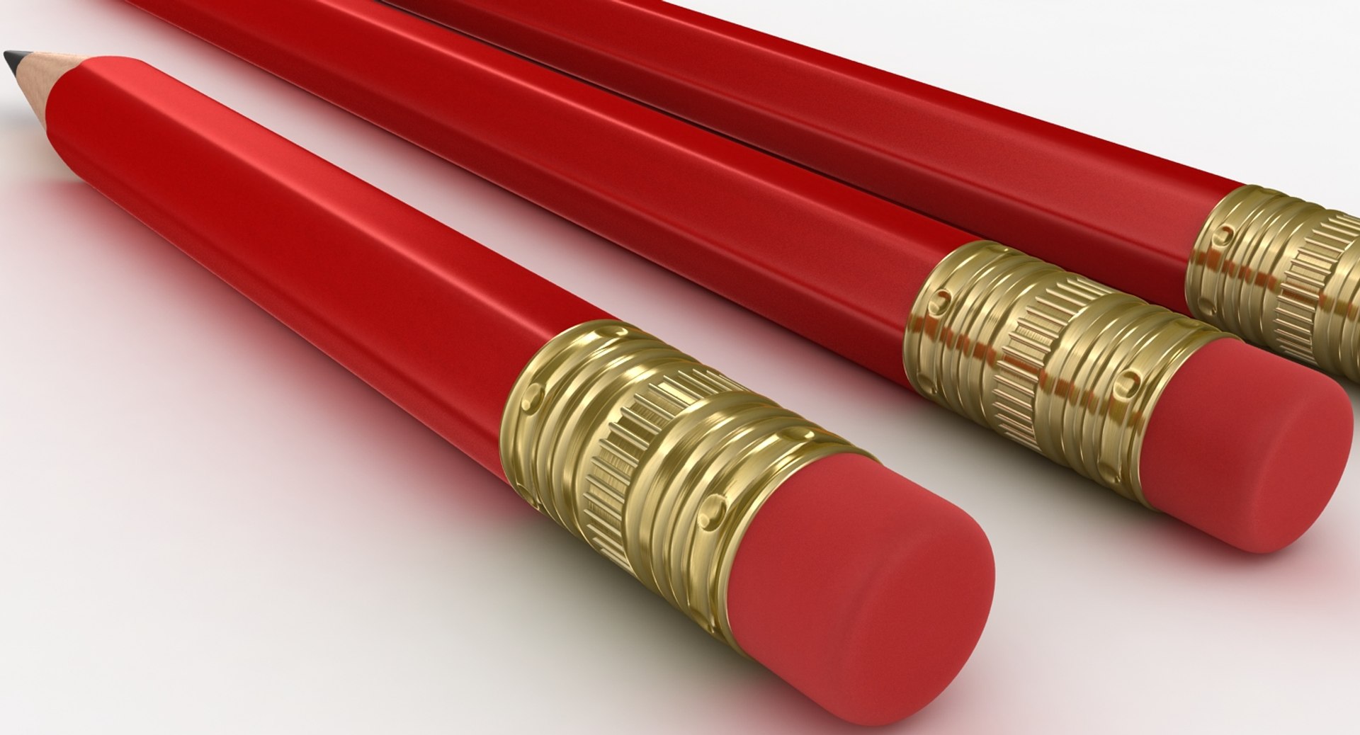 Realistic Red Pencil Set Model - TurboSquid 1167788