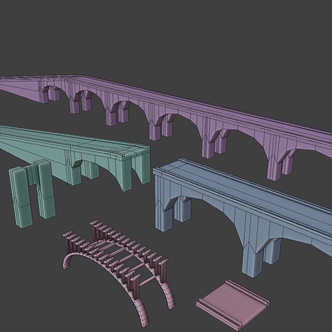 Bridge kitbash preset set 3D model - TurboSquid 1529681