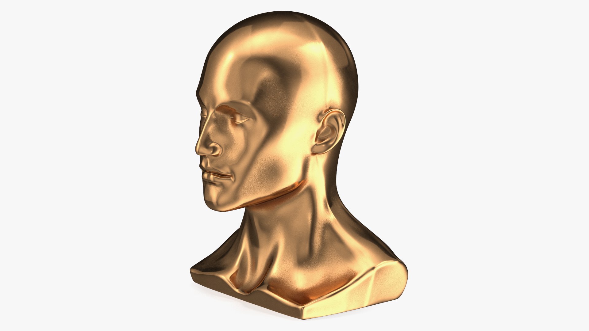 Male Mannequin Head Golden 3D model preview