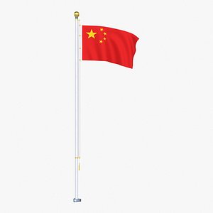 ChinaFlagStandPoleAnimated