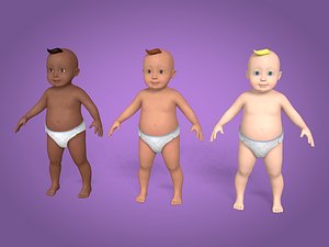 Rigged Cartoon Baby - 3 Textures - Rigged