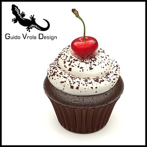 sweet cupcake chocolate cherry 3D model