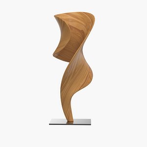 3D Hissa Sculpture Natural Teak Wood Black Iron 8inW model