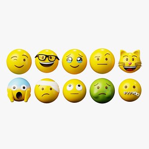 10 Emoticon Yellow Ball Pack Part 5 3D