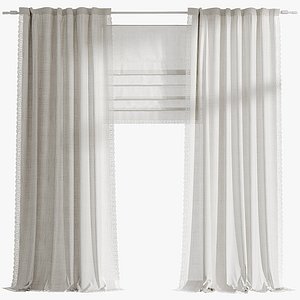 Curtains with lace 2 3D