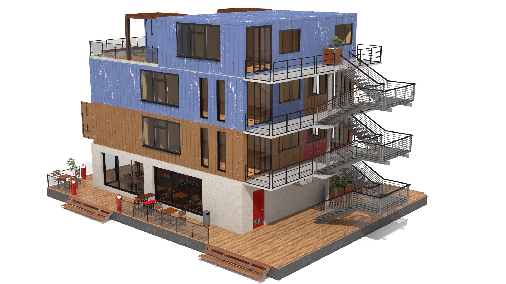 Container Residential Building 2 3D Model - TurboSquid 1772965