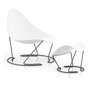 3d model white leather lounge chair
