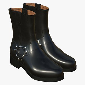 3D Leather Boots Black