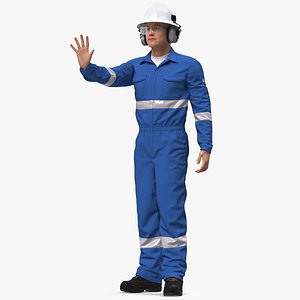 Oil Gas Worker Fully Equipped Rigged for Modo