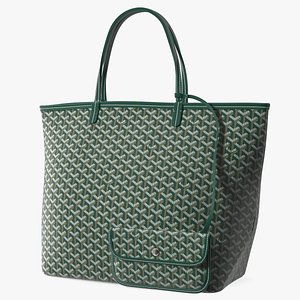 3D model Goyard St Louis GM Bag with Wallet Green