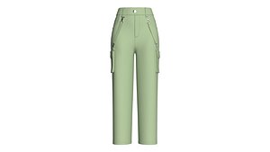 Girls Detachable Straps Cargo Pant 3D model