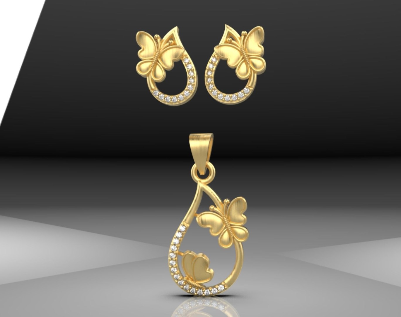 Fancy Butterfly Pendant Set - 008 3D Model - TurboSquid 2286770