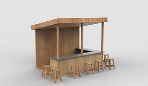 Rustic Wooden Bar 3D model 3D model