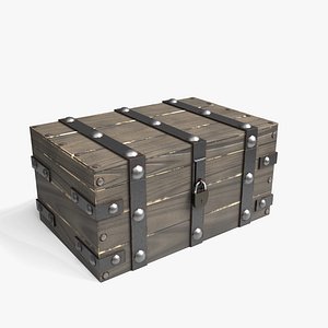 Rigged Medieval Wooden Box Chest Game Asset 3D model