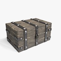 Rigged Medieval Wooden Box Chest Game Asset