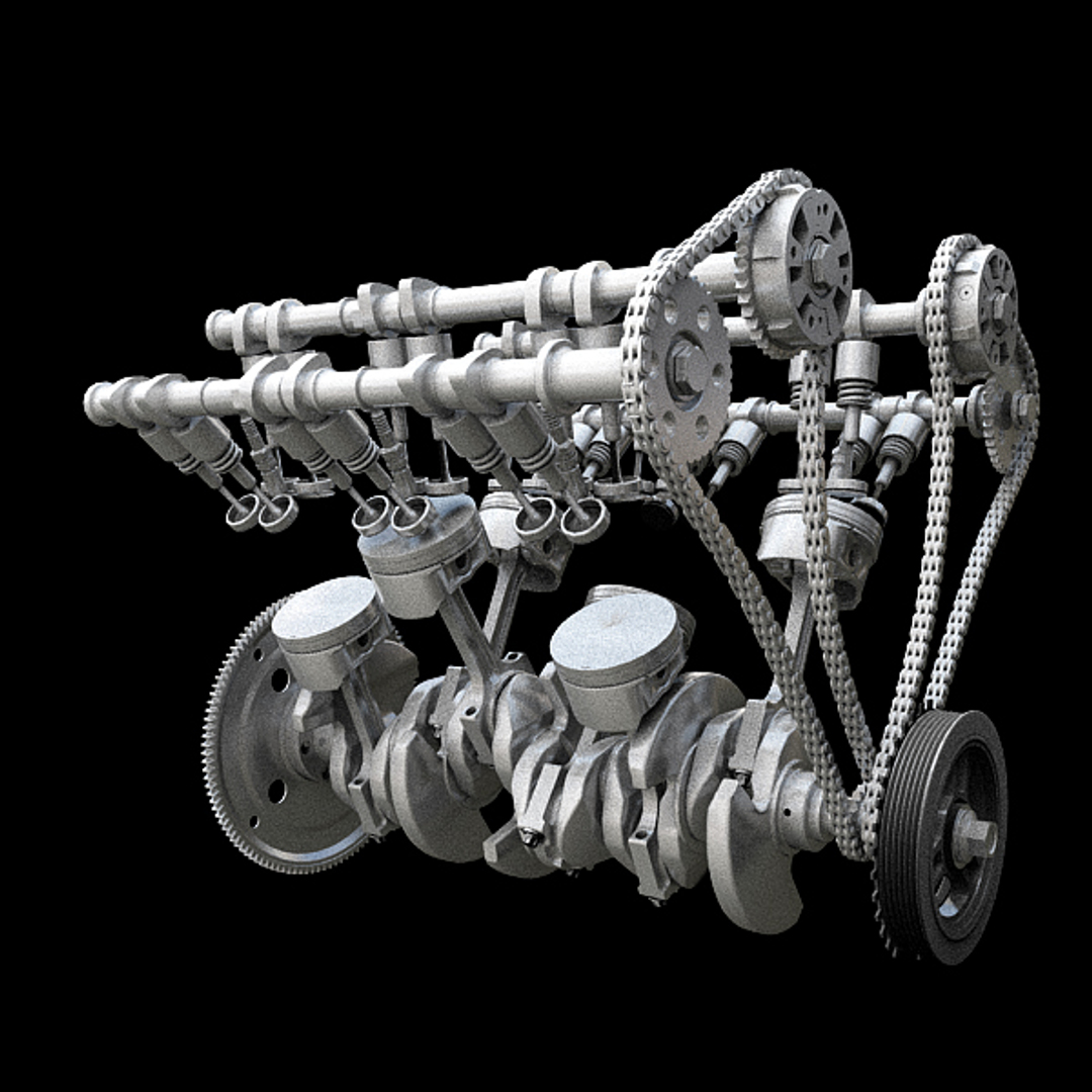 3D V6 engine model and piston animation model https...
