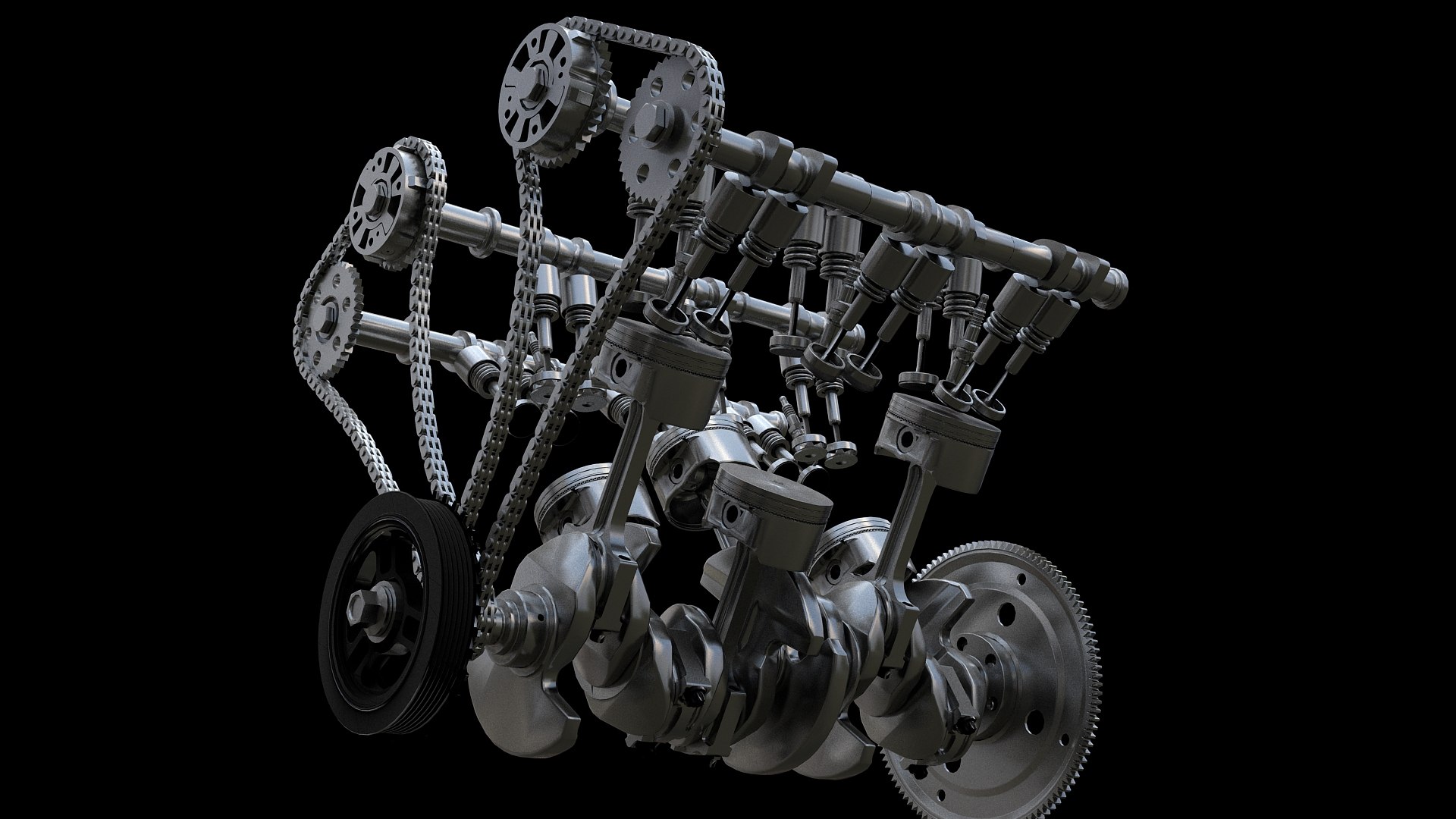 3D V6 engine model and piston animation model - TurboSquid 1980730