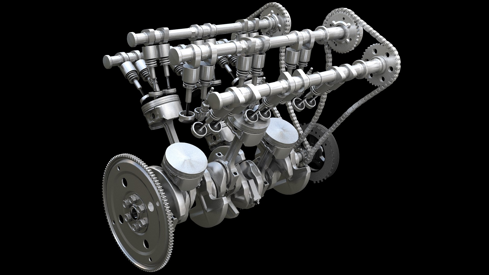 3D V6 engine model and piston animation model - TurboSquid 1980730