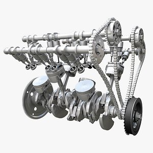 V6 engine model and piston animation