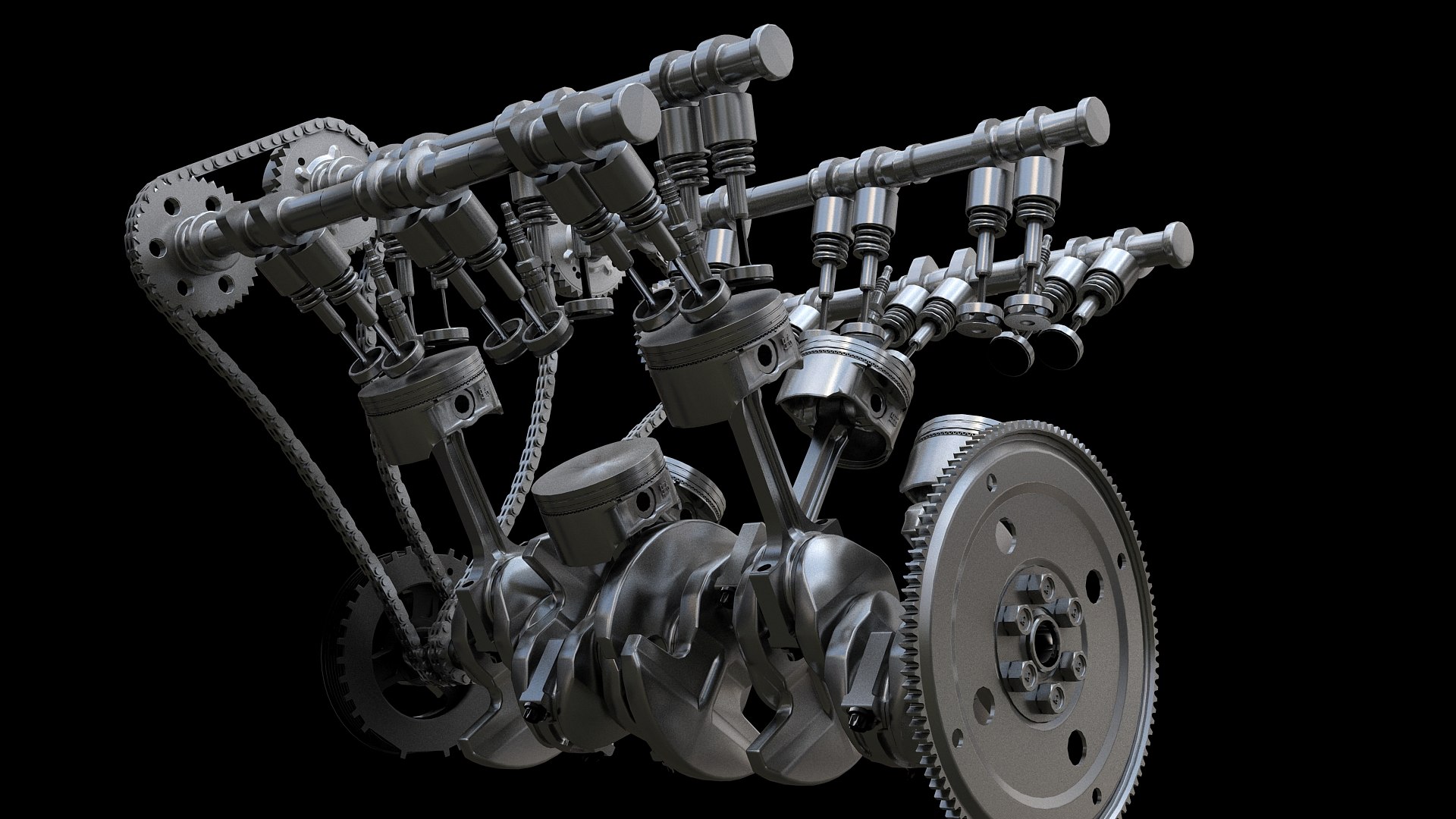 3D V6 engine model and piston animation model - TurboSquid 1980730